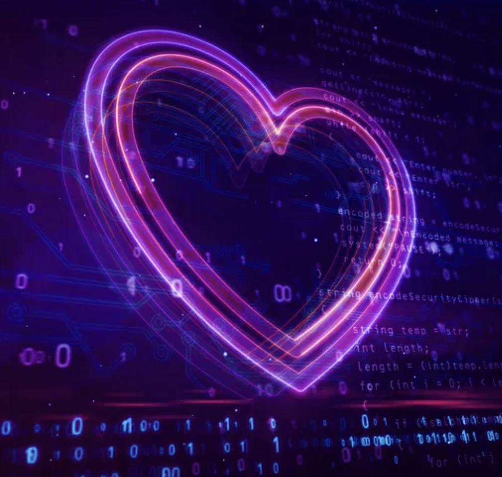 Romantic heart imbedded in computer code